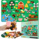 Farm Animals Felt Board Story Set for Toddlers, Preschool Learning Activity Kit with Sewn Hook Fasteners, Interactive Sensory Toys for Boys and Girls Birthday Gift - 4ft Flannel, 43 Pieces