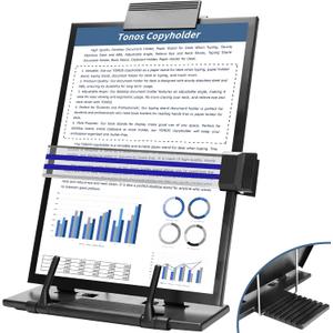 TONOS Paper Stand Document Holder - Quality Document Holder for Desk, Paper Stands for Desk When Typing, Sturdy Stainless Steel Copy Holder, Adjustable Angle, Papers Holder Stand for Desk Typing