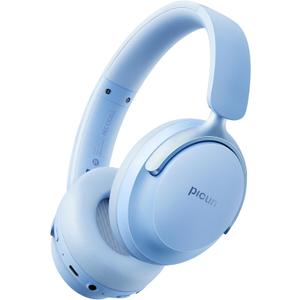 Picun NC60 Hybrid Active Noise Cancelling Headphones, Foldable Wireless Over Ear Bluetooth 5.4 Headphones, 80H Playtime, Transparency Mode, Stereo Bass, Custom EQ via App for Travel Home Lake Blue