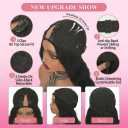 V Part Wigs Human Hair Body Wave 18 Inch 200% Density Body Wave Upgrade U Part Human Hair Wigs with Drawstring No Sew In No Glue Half Wigs Human Hair V Shape Clip In Half Wig For Black Women