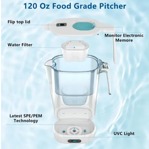 Hydrogen Water Filter Pitcher  BPA Free Rich Hydrogen Water Generator Electrolysis Jug with SPE/PEM. Removes 99% of Lead, Microplastics, PFAS & Chlorine – Advanced UltraFiltration Technology