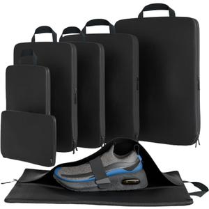Packing Cubes Compression 7-Pack with Shoe & Tech Travel Organizer - Lightweight Travel Bags for Clothes, Shoes & Accessories