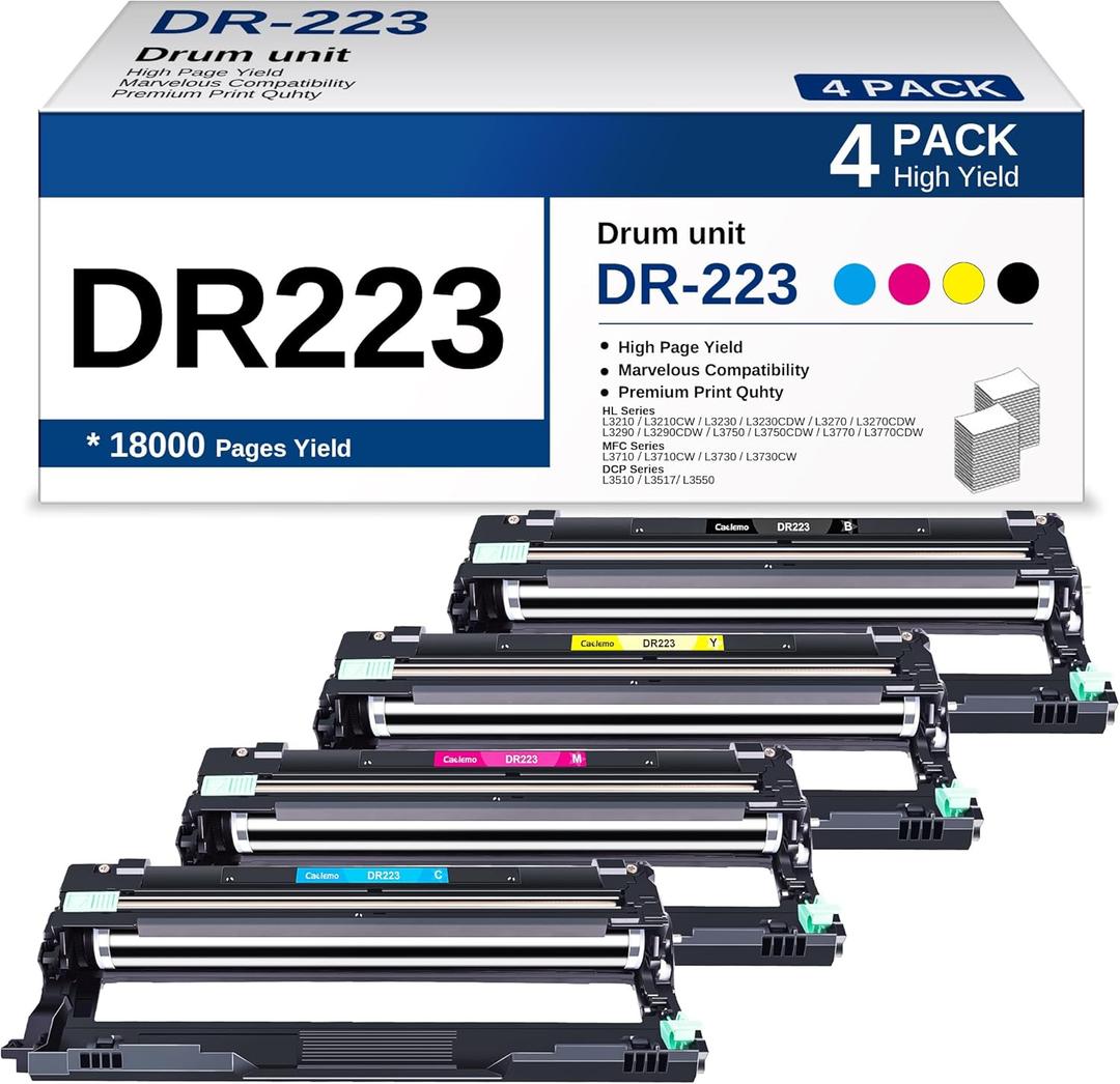 DR223CL Compatible Drum Unit Replacement for Brother DR223CL DR-223CL DR223 compatible with Brother MFC-L3770CDW MFC-L3750CDW HL-L3270CDW HL-L3290CDW HL-L3230CDW (Black, Cyan, Magenta, Yellow, 4 Pack)