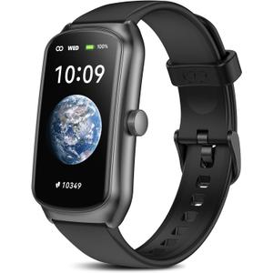 AMOLED Fitness Tracker Watch with 24/7 Heart Rate/SpO2/Sleep Monitor, IP68 Waterproof Smart Watch, Step Calorie Counter Pedometer Swimming Health Activity Trackers & SmartWatches for Women Men (fits 5.5-7.87 inch wrist, Matte Black)