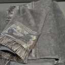 Loom and Mill Luxury Bath Towel Set 3 Piece, Ultra Soft Velour Cotton Cut Pile Decorative Highly Absorbent Quick Dry Elegant Jacquard Embroidered Bath Towels for Bathroom Hotel, Spa and Kitchen (Grey)