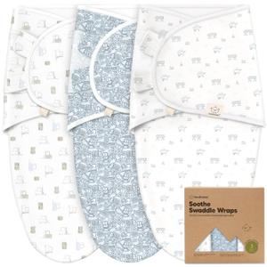 KeaBabies 3-Pack Organic Baby Swaddle Sleep Sacks - Swaddles for Newborns, Infant 0-3 Months, Baby Girls, Boys, Soft & Snug Newborn Sleep Sack, Nursery Swaddling Blankets (Excavation)