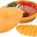 Microwave Steamer Cooker Collapsible Bowl-Silicone Steamer Cookware with Handle Lid for Vegetables Fish Prep Meal Food with Removable Rack BPA Free, Easy to Store, Freezer & Dishwasher Safe, Orange (Small)