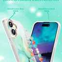 Compatible with iPhone 16 Plus Case for Women Girls, Slim Fit Girly Phone Case for iPhone 16 Plus with Butterfly Phone Charm Lanyard Wrist Strap, Shockproof Hard Case 6.7 Inch Marble Green