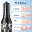 SARMOCARE Water Dental Flosser, Cordlss Oral Irrigator 300ML 4 Modes 4 Tips Pattern Water Tank Rechargeable Water Flossers for Home Travel(Black)