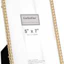 High-End Zinc Alloy 5x7'' Gold Photo Frames - Modern Rope Profile,Elegant Velvet Backing & Tempered Glass Front for Weddings & Home Decor,Classhy Metal Frame for Table Top and Wall Hanging