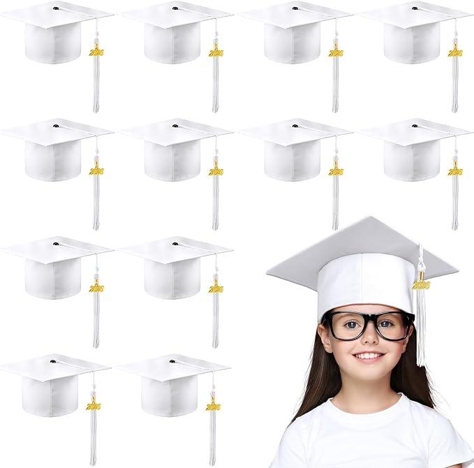 Berlune 36 Pcs Child Preschool Grad Cap Bulk White