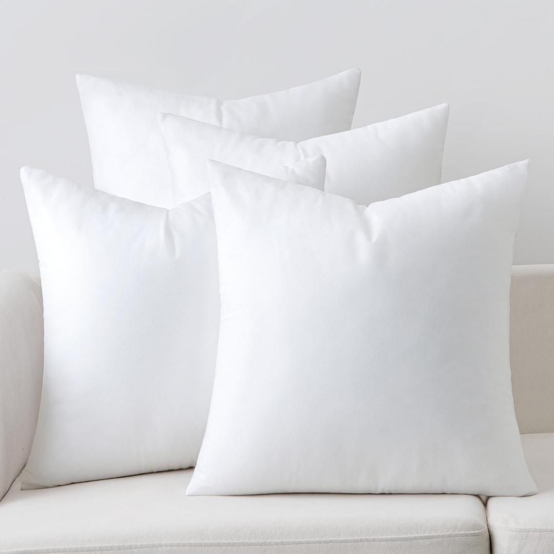 MIULEE Pillow Insert 20x20 Inch Set of 4, Decorative Square Throw Pillow Inserts, Premium Fluffy Pillow Forms Sham Stuffer for Sofa Couch Living Room