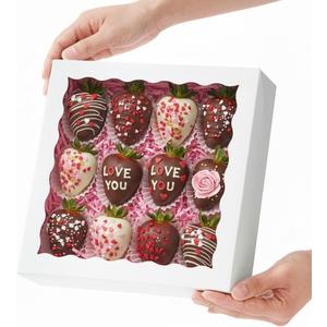 RomanticBaking 24pcs 10x10x2.5 Inches White Pie Boxes with Window - Perfect for Cookies, Chocolate Covered Strawberries, Cakesicles & More