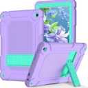 MENZO Case for 10-inch Tablet (Fit 13th Generation Only), Layer Duty Shockproof Rugged Case with Kickstand, Light Purple+Turquoise