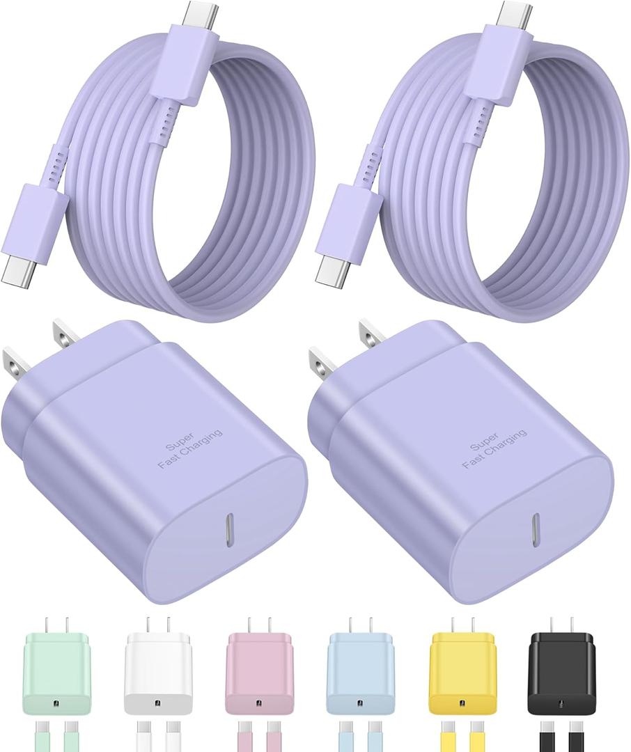 Type C Charger Fast Charging for iPhone 17 16 15,USB C Samsung Chargers Block 25W Super Fast Chargers for Samsung Galaxy S25/S24 S23 S22 S21/iPhone Air/17/17 Plus/17 Pro Max/16 Pro Max/15 Plus(Purple)