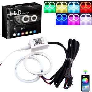 Grandview 1-set 90MM Multi-Color RGB LED Halo Rings Light COB 90SMD Smart Phone iOS Android App Bluetooth Control Car Angel Eyes Circle Ring Headlight Lamp Daytime Running Lights(DRL) 12V
