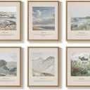 Framed Vintage Christian Wall Art Set of 6, Neutral Landscape Bible Verse Prints Scripture Artwork with Psalms John Joshua Quotes, Religious Decor for Living Room Bedroom Prayer Room, 11x14 Inch