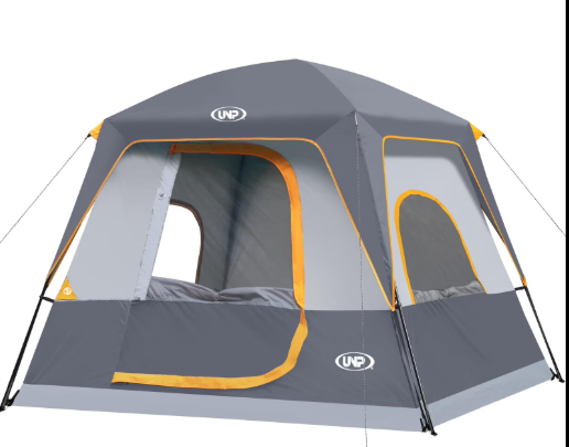 4-Person Cabin Camping Tent with Instant Setup, Gray