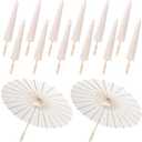 MBJZSL White Paper Umbrellas, 23.6 Inch Paper Parasol Umbrellas Chinese Japanese Style DIY Umbrellas Decorative Vintage Decor for Wedding Props