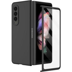 Ruky for Galaxy Z Fold 3 Full Body Case, Built-in Screen Protector, Hard PC Ultra-Thin Anti-Scratches Shockproof Protective Phone Case for Samsung Galaxy Z Fold 3 - Black