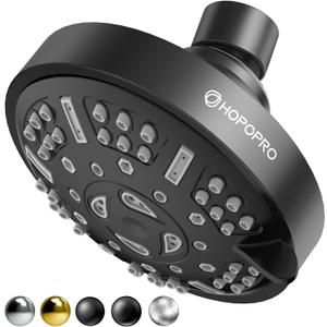 HOPOPRO Upgraded 9 Settings High Pressure Shower Head, NBC News Recommended Brand Fixed Showerhead Bathroom Showerhead Multi-functional Rainfall Showerhead for Low Water Flow (Matte Black)