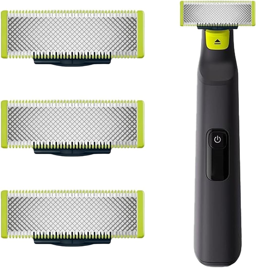 Set of 3 Replacement Blades for OneBlade Upgraded Stainless Steel Blades Compatible with OneBlade Electric Trimmer & Shaver