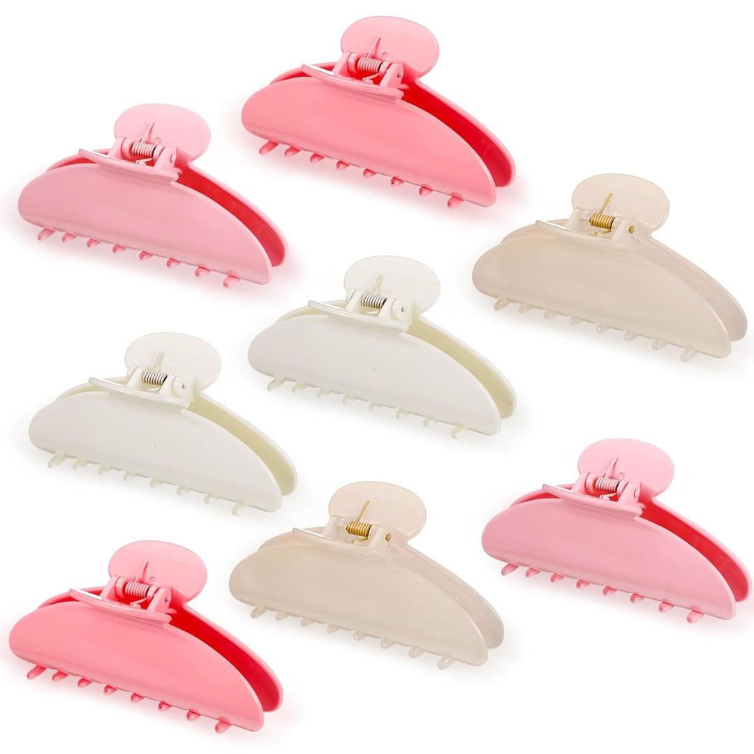 8 Pcs Large Acrylic Hair Claw Clips for Women Non slip Strong Hold Clamps for Thick and Thin Hair(Glossy,Jelly Color)