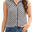 JTD Womens Sleeveless Button Down Shirts Casual Collared Tank Top V Neck Summer Blouses Work Office Chiffon Tops, XL