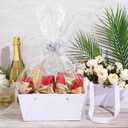 PerKoop 24 Pack Baskets for Gifts Empty Bulk 6.5 x 9.8'' Thick Kraft Gift Basket with Bows Bags Empty Gift Basket for Mother's Day Graduation Birthday Wedding Snack Farmers Market(White)