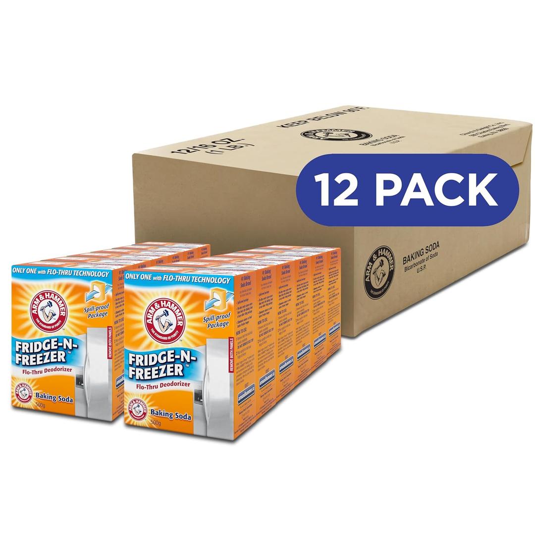 Arm & Hammer Baking Soda Fridge-n-Freezer Odor Absorber, Orange 14 oz, Pack of 12 (Blue)
