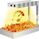 French Fry Warmer, Commercial Heat Light Food Warmer Thermostable Food Heating Lamp for Chips, Stainless Steel Free-Standing Infrared Heating Dump Station
