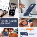 Liquid Silicone Case for iPhone 16 Pro Max with Magnetic Ring Stand, Military Grade Shockproof Protection, Anti-Scratch Microfiber Lining Covers for iPhone 16 Pro Max, Dark Blue