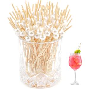 Cocktail Picks - 450PCS 4.7in White Pearl Toothpicks for Appetizers & Drinks, Party Favors & Skewers