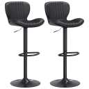 Shintenchi Bar Stools Set of 2 Modern Swivel Bar Chairs Adjustable Hydraulic Bar Stool Square Counter Height Stool Set Easy Assembly for Bar, Dining Room, Kitchen Black