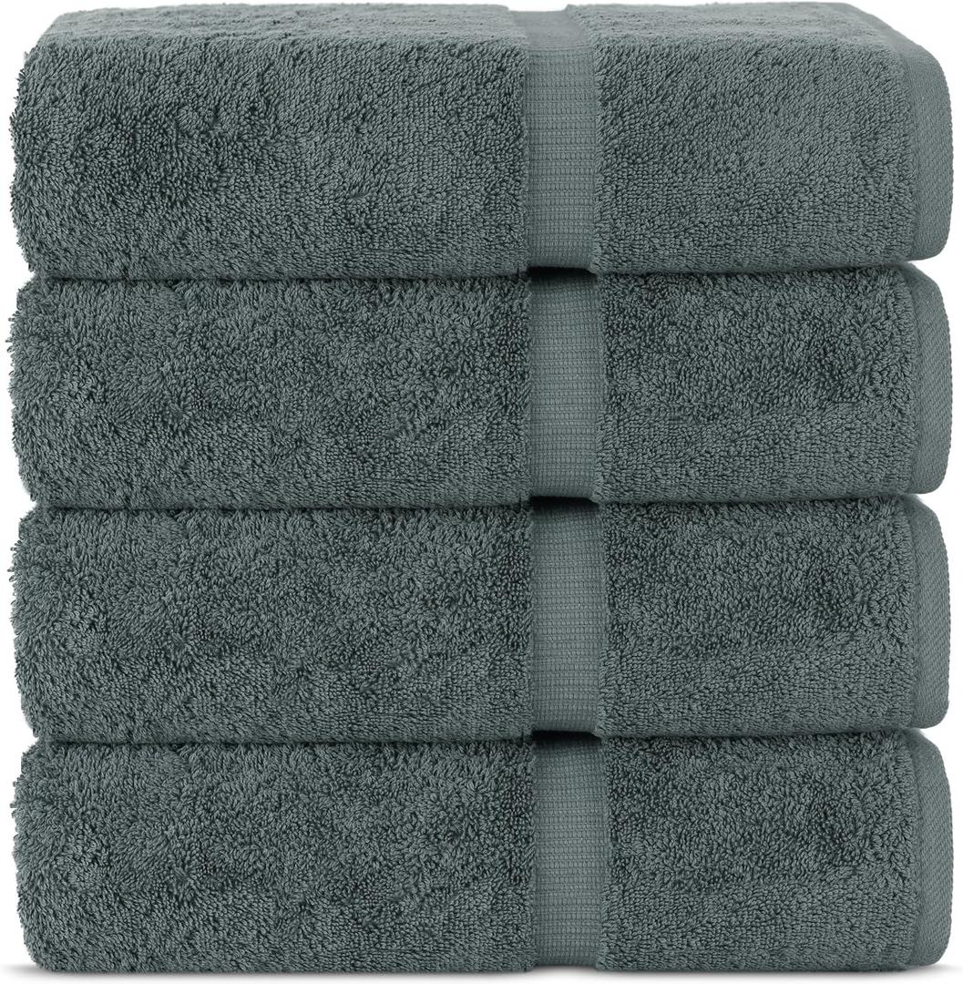 Chakir Turkish Linens | Hotel & Spa Quality 100% Cotton Premium Turkish Towels | Soft & Absorbent (4-Piece Bath Towels, Dark Gray)