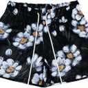 Mens Graphic Shorts Basketball Drawstring Casual Workout Athletic Summer Running Shorts (Small, 105-black)