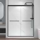 56-60" W x 72" H Semi-Frameless Bypass Sliding Shower Door, Easy-to-Clean Treated Clear Tempered Glass, Matte Black