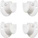 White Edition Stainless Steel Closet Rod Bracket, U-Shaped Open Type Socket, Wardrobe Support, Shower Curtain Rod End Supports (1-1/4 INCH, 4 Pack)