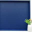 Galopgen 25 * 25 Inch Rectangular Ottoman Tray | Textured PU Leather, Waterproof & Heat-Resistant Storage for Coffee/Dining Tables, Sofa, Bed, Entertainment & Party (Navy Blue, 25 * 25in)