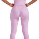 SUUKSESS Women 2 Piece Workout Sets Compression Tummy Control Leggings with Pockets Halter Built in Bra Tank Tops (Small, Light Pink)