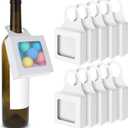Sibba Paper Wine Bottle Box 10 Pcs Package With Window Handles Hanging Foldable Gift Wine Accessory Sets Folding White Bags for Kitchen Dining Engagement Christmas Mother's Day