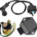 Voltage Regulator Rectifier,Starter Solenoid Relay and Ignition Coil for Honda 350 TRX350FE TRX350FM TRX350TE TRX350TM TRX450 TRX450ES Fourtrax Rancher 2000 2001 2002 2003 2004 2005 2006(3 Pcs)