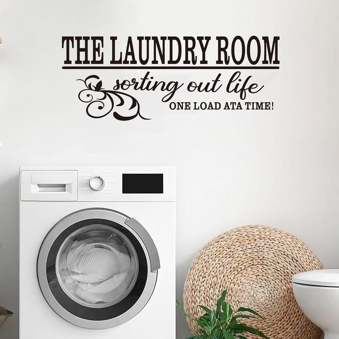 Laundry Room Quotes Wall Decals: Funny Washer Positive Vinyl Art Wall Stickers for Restroom Laundry Family Wall Decor - Laundry Room 32" X 12.5" (Large)