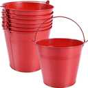 OBTANIM 7 Pack Red Metal Buckets with Handle Galvanized Ice Pails for Plants, Succulents, Party Favors Organizing, Rustic Home Decor or Classrooms Pencil Storage (6 x 4.4 inch, Red)