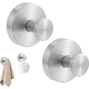 2 Pack Suction Cup Hooks Heavy Duty Shower Hooks Stainless Steel Towel Hook No Drill for Bathroom Kitchen Glass Mirror Tile Towel Robe Loofahs Wreaths Hanging Hook Strong Hold