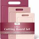 COOK WITH COLOR Non-Slip Cutting Board Set  Kitchen Essentials with Easy Grip Handle for Meat, Veggies, and Fruits, 3 Cutting Boards, Rose