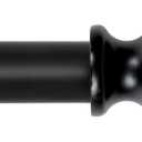 Wood Curtain Rods for Windows 32-88 Inch, Heavy Duty Adjustable Curtain Rod, 1-Inch Diameter Decorative Drapery Rod with Faux Wood Grain Finials, Black with Walnut, Modern Luxe Design, 1 Pack