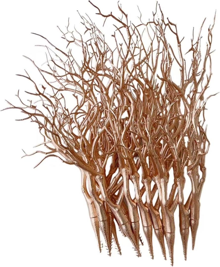 13.8 inches Artificial Coral Branches Fake Antler Branches Small Branches for Home Decoration Flower Arrangement Wedding Christmas Halloween Festival (Golden 20pcs)