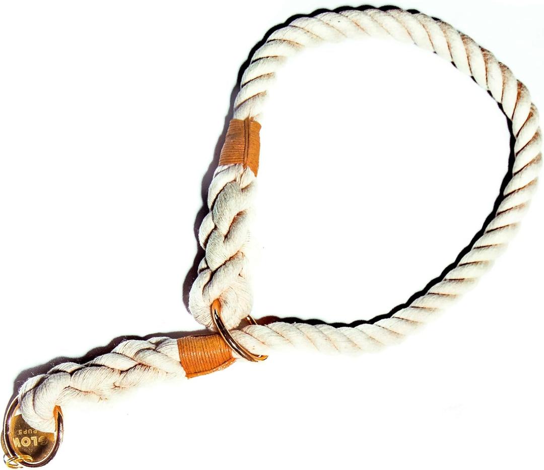 Glow Pups Rope Dog Collar, Cream Ombre Slip Collar for Medium and Large Dogs, Handmade with Durable Rope Material, Adjustable Fit for Comfort - White (Medium) Glow Pups Rope Dog Collar, Cream Ombre Slip Collar for Medium and Large Dogs, Handmade with Durable Rope Material, Adjustable Fit for Comfort - White (Medium)