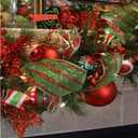 Christmas Green Wired Edge Satin Ribbon,2-1/2 Inch 10 Meters Spool,Use for DIY Gift Wrapping Wreath Floral Arrangement Bow Decoration